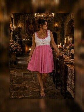 Scarlett Darkness Medieval Renaissance Pink Floral Sleeveless Dress XL